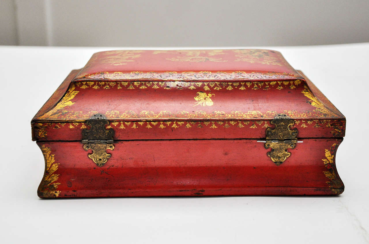 French 18th Century Lacquer and Gilt Chinoiserie Design Desk Box 1