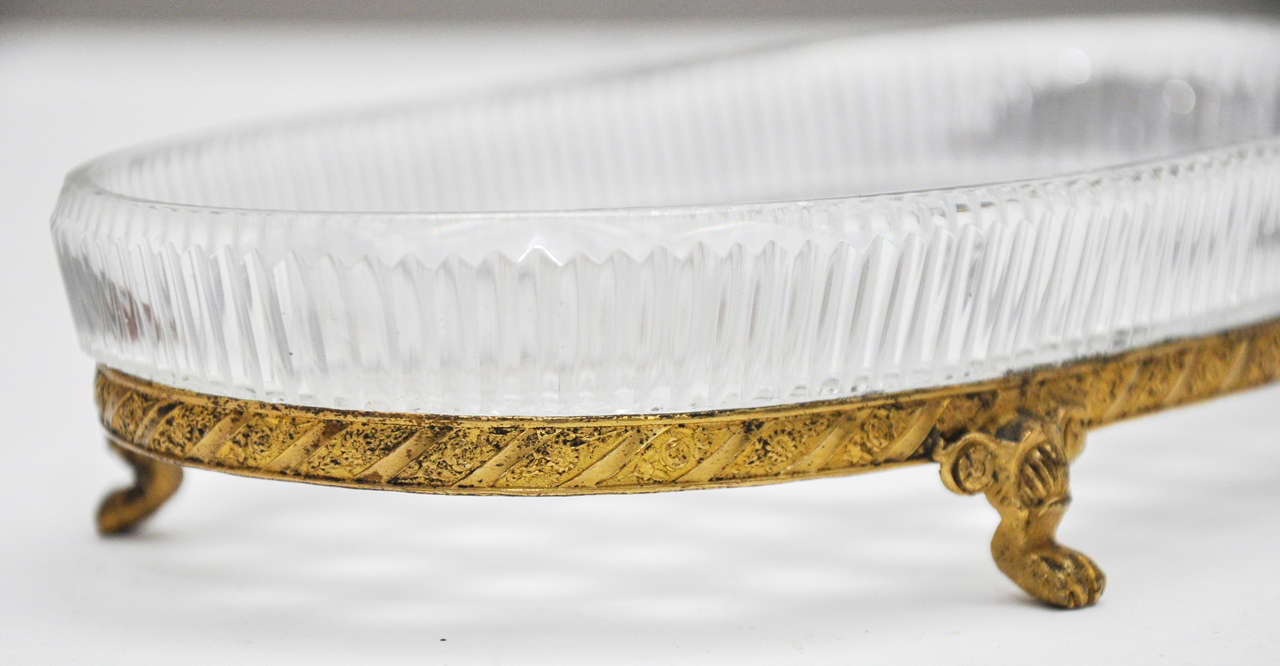 19th Century Fine Charles X Ormolu and Crystal Oval Sweets Tray, Circa 1830 For Sale