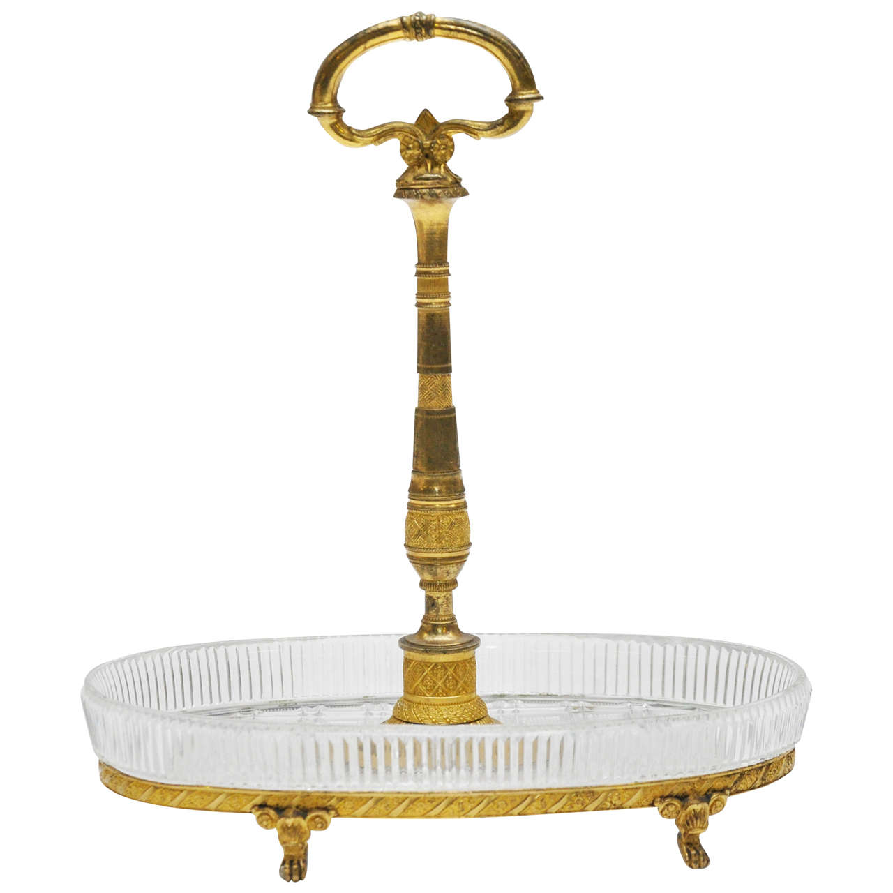 Fine Charles X Ormolu and Crystal Oval Sweets Tray, Circa 1830 For Sale