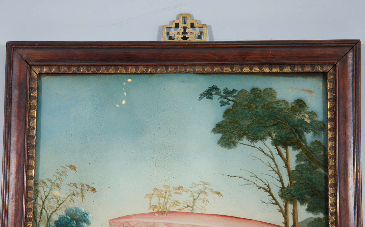 antique chinese reverse glass painting