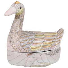 Vintage Toyo Porcelain Soup Tureen in Shape of a Goose