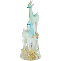 Mid-Century Murano Glass Sculpture of Deer Attributed to Marco Zanuso