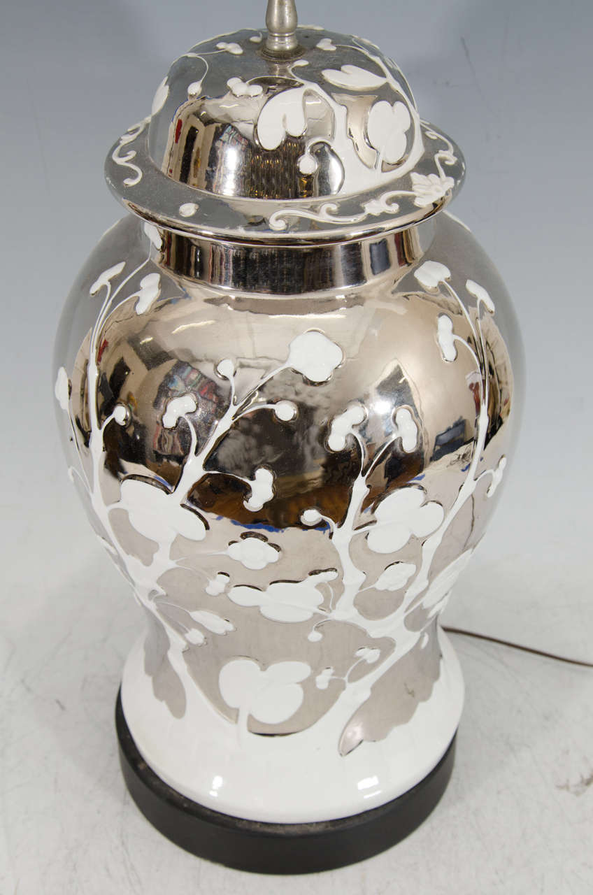 Mid-Century Mercury Glass Ginger Jar Table Lamp In Good Condition In New York, NY