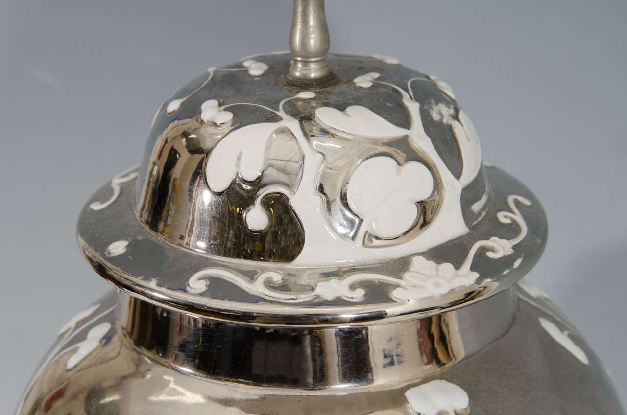 20th Century Mid-Century Mercury Glass Ginger Jar Table Lamp