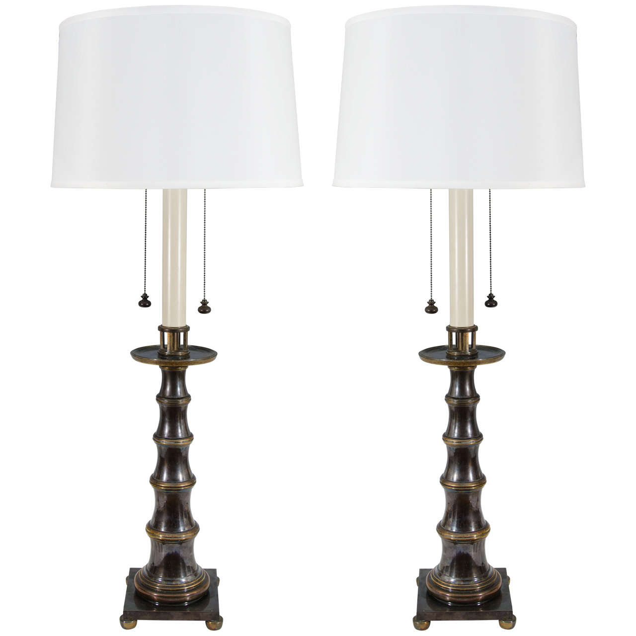 Mid-Century Pair of Faux Bamboo Table Lamps by Stiffel