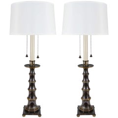 Mid-Century Pair of Faux Bamboo Table Lamps by Stiffel