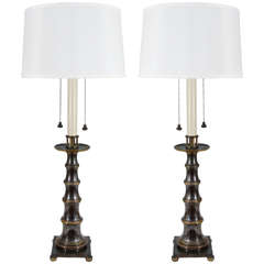 Mid-Century Pair of Faux Bamboo Table Lamps by Stiffel 10