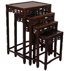 Vintage Early 20th Century Set of Chinese Rosewood Nesting Tables