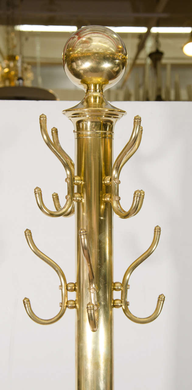 Mid-Century Modern A Victorian Solid Brass Coat Rack