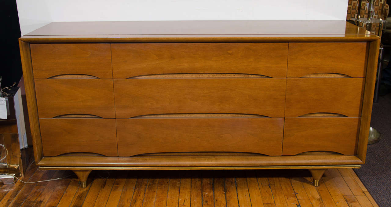 A vintage Kent Coffey nine drawer dresser from 