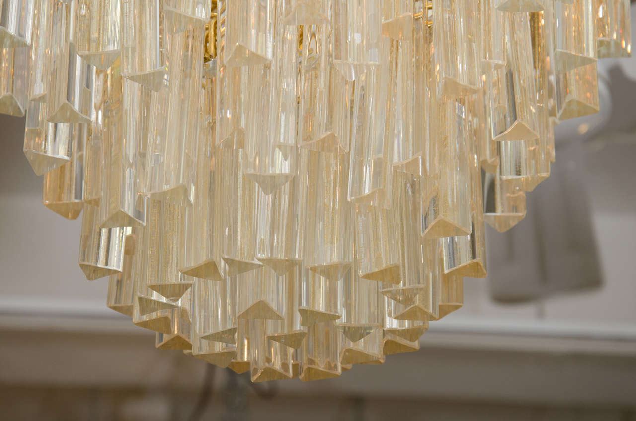 Modern Fantastic Venini Gold Dust Murano Glass Radiating Pendant Chandelier For Sale
