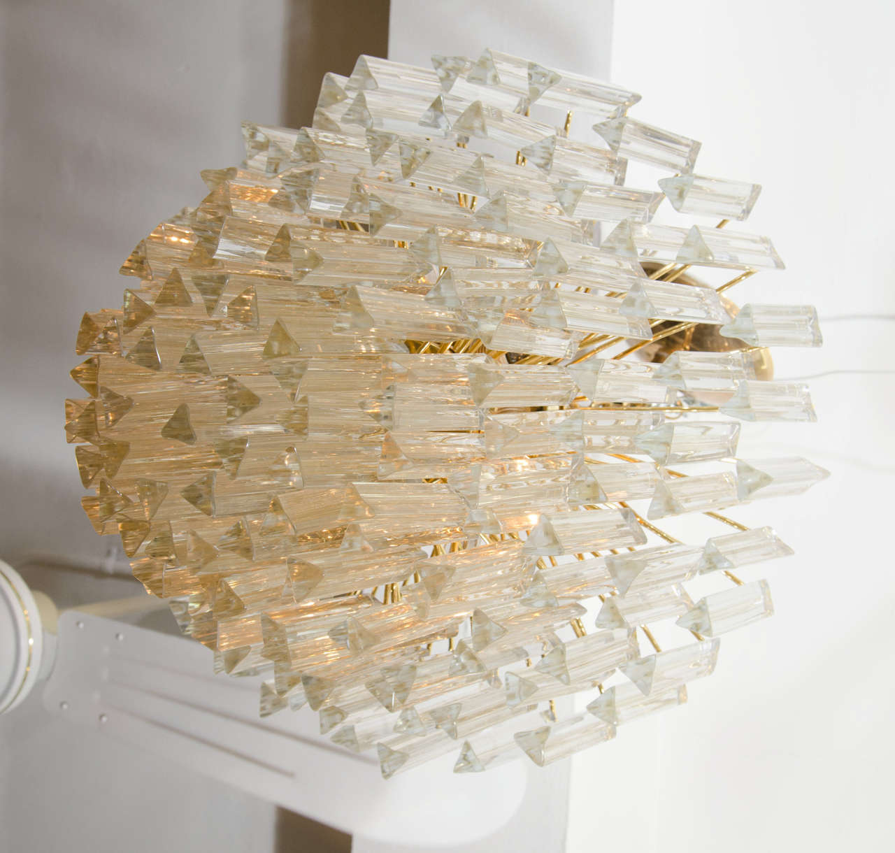 Fantastic Venini Gold Dust Murano Glass Radiating Pendant Chandelier In Excellent Condition For Sale In Mount Penn, PA