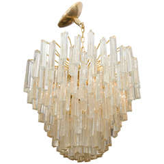 Fantastic Venini Gold Dust Murano Glass Radiating Pendant Chandelier