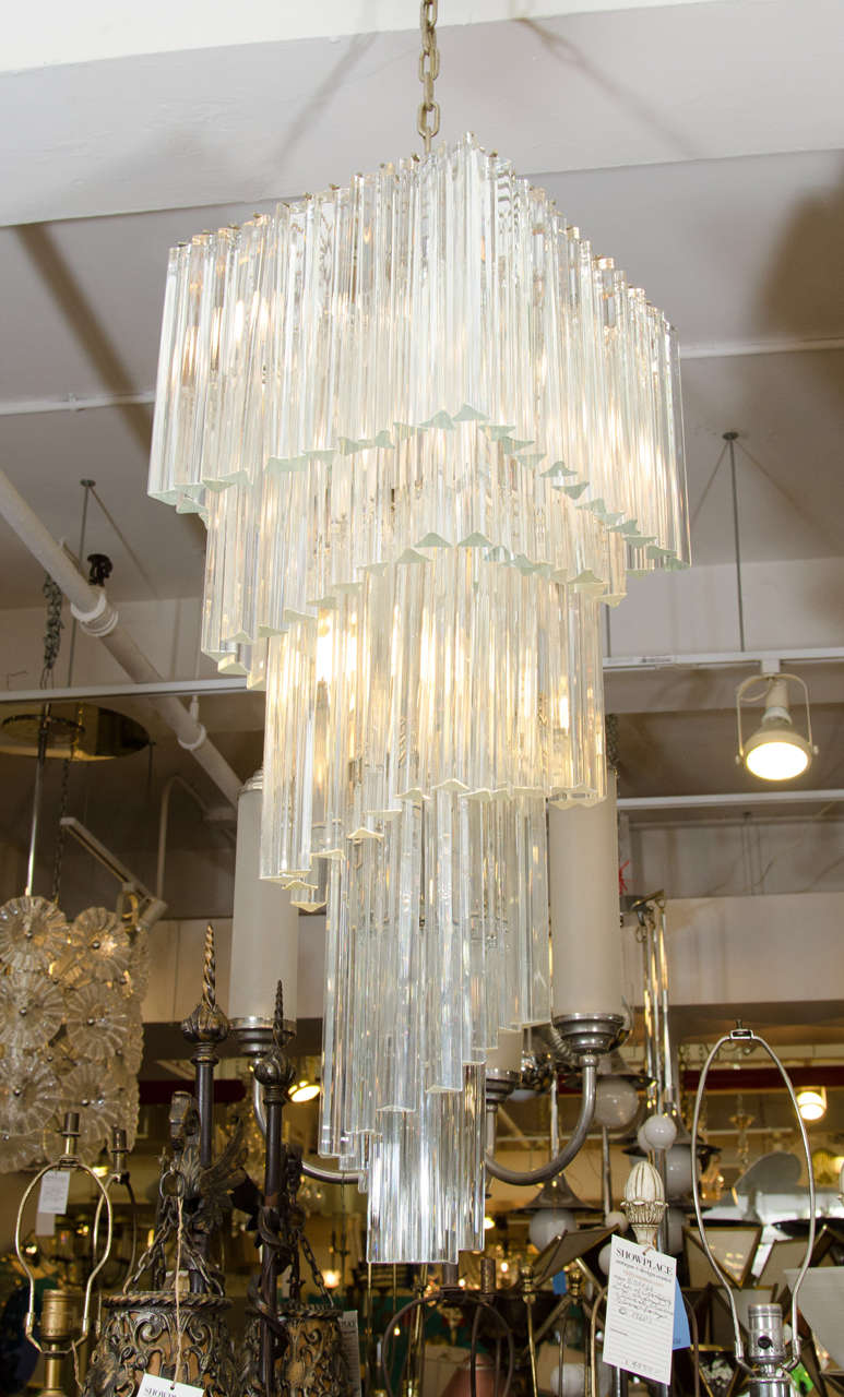 Dramatic Five-Tier Murano Glass Chandelier by Camer