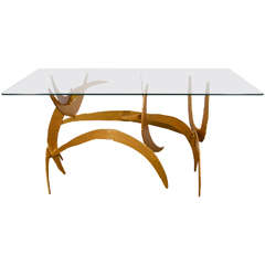 Mid-Century Brutalist Glass and Metal Table by Silas Seandel