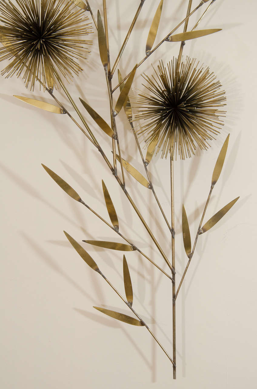 Mid-Century Modern Pair of Mid-Century Curtis Jere Pom Pom Flower Spray Wall Sculptures For Sale