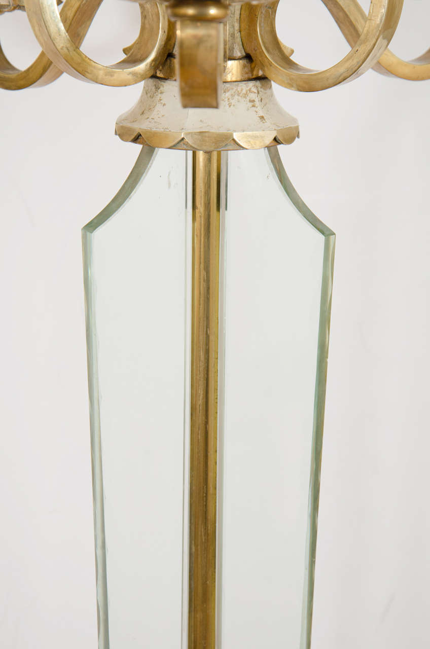 Pair of French Art Deco Enamel and Bronze Floor Lamps For Sale 1