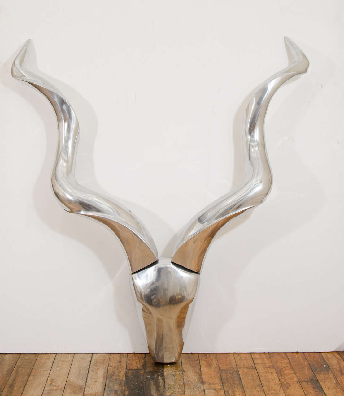 Great Polished aluminum abstract sculpture of an antelope head Arthur Court. circa 1970's.

Measure:46