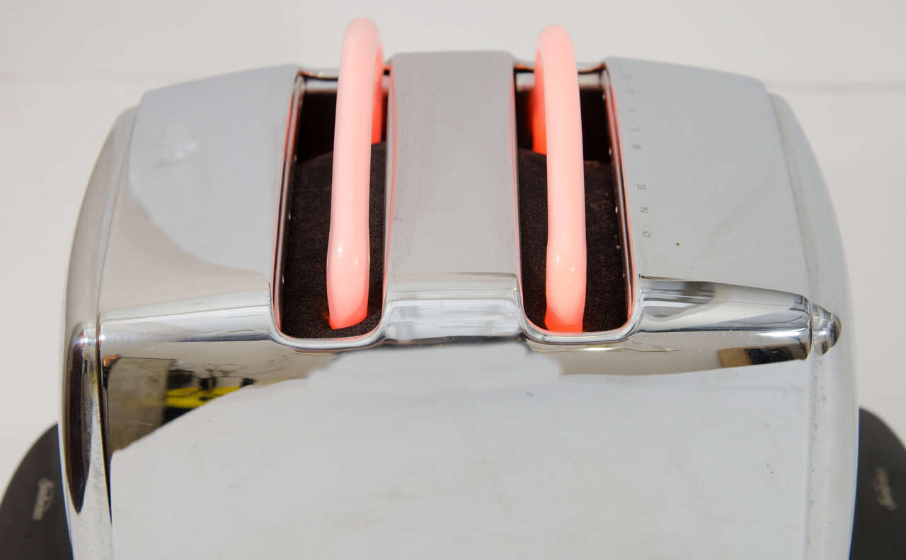 transparent toaster with neon lights