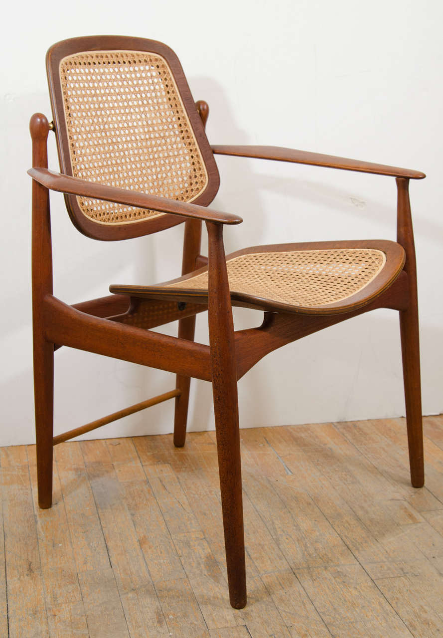 Mid-Century Arne Vodder Teak and Cane Armchair In Good Condition In New York, NY