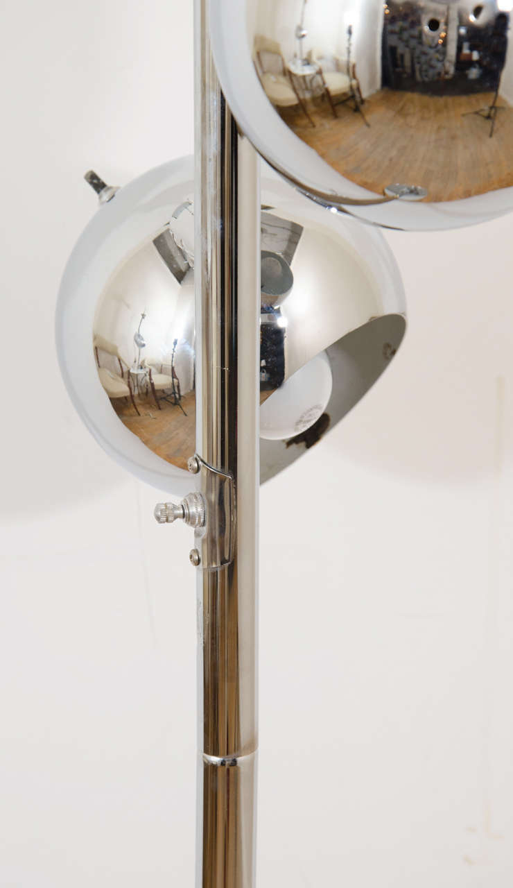 Mid-Century Modern Mid-Century Chrome Floor Lamp with Three Pivoting Half Globe Shades