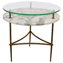 A Mid Century Two-Tier Marble and Glass Side or End Table