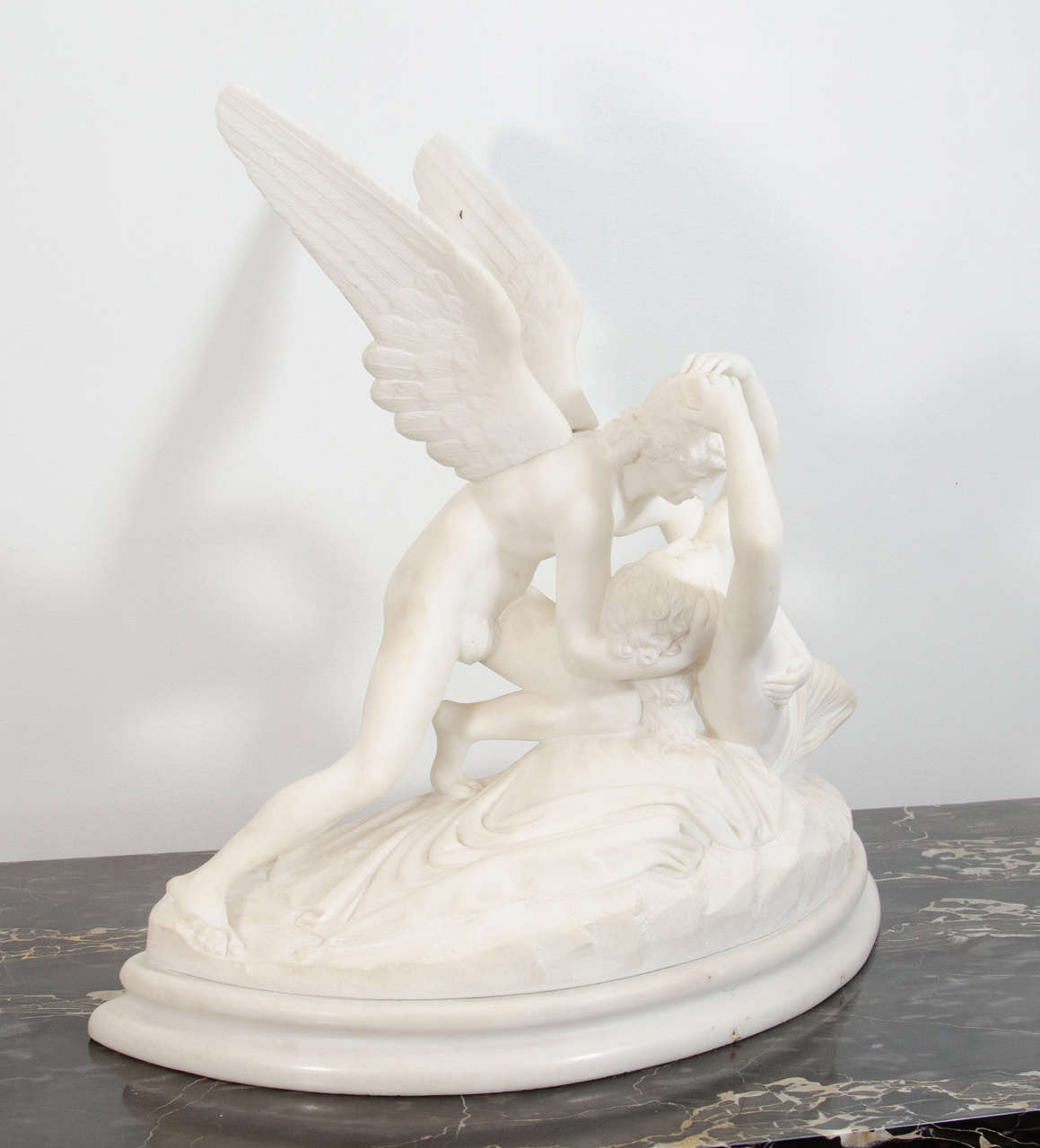19th Century Neoclassical Style Marble Sculpture of Cupid & Psyche After Antonio Canova