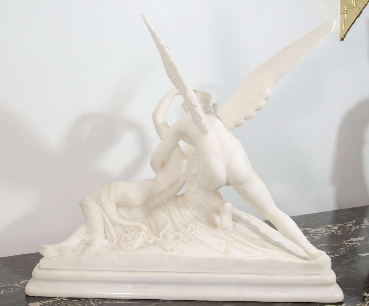 Neoclassical Style Marble Sculpture of Cupid & Psyche After Antonio Canova 2