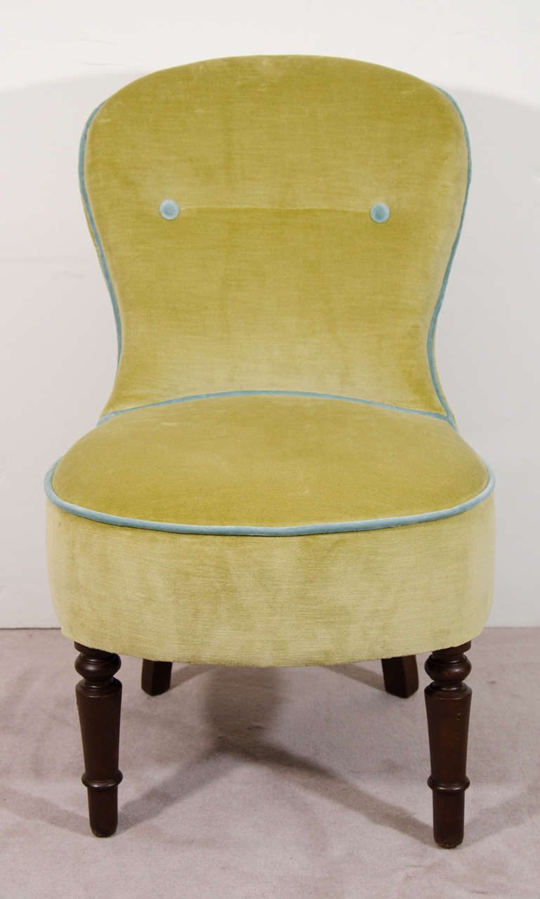 Pair of Victorian Petite Fireside Armless Chairs at 1stdibs