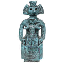 Terracotta Mother and Child Sculpture