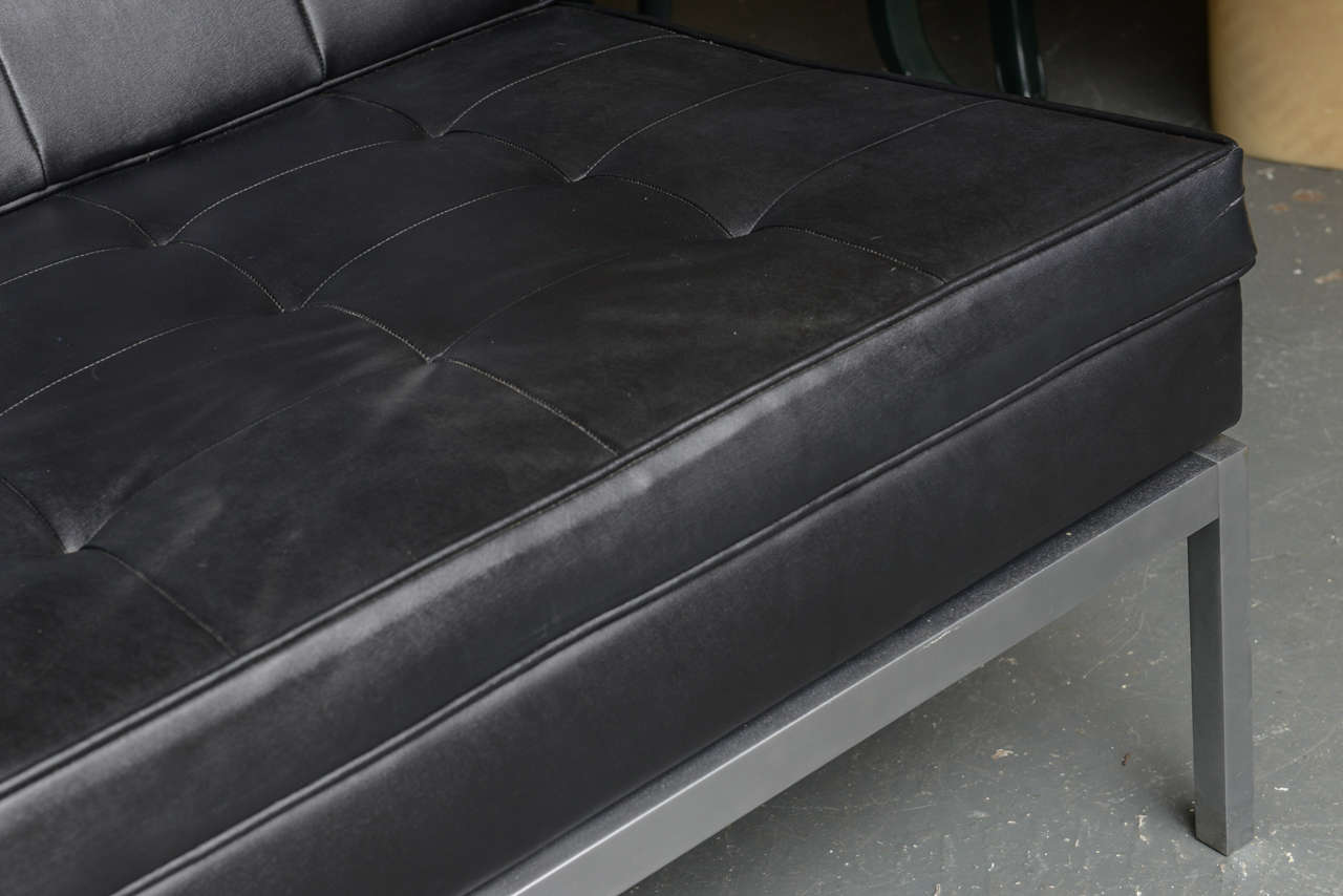 Unknown Sleek Black Leather Sofa