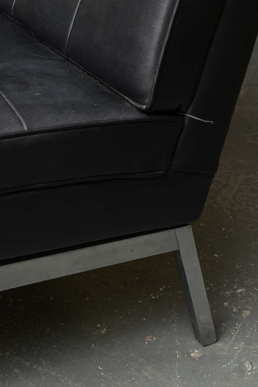 Sleek Black Leather Sofa 2