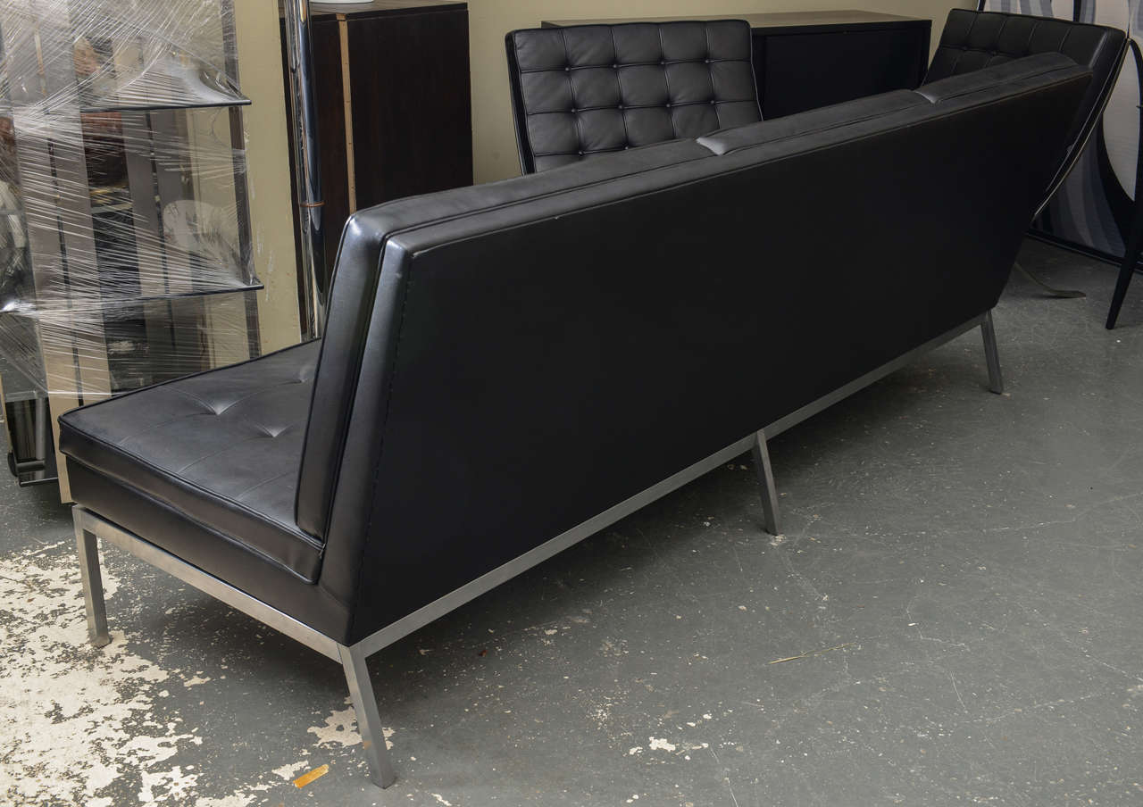 Sleek Black Leather Sofa 3