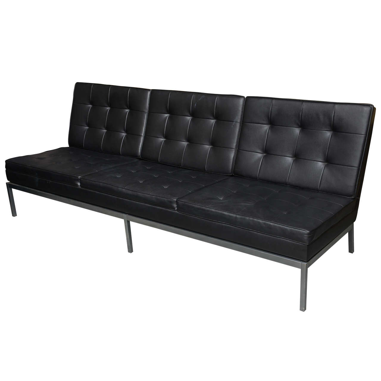 Sleek Black Leather Sofa