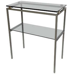 Two Tier Glass and Steel Side Table