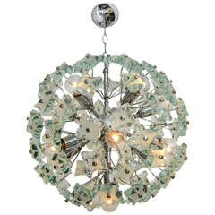 60's Italian Green Glass Sputnik Chandelier 10