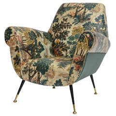 Retro 50's Italian Armchair with Original Upholstery (2 Available)