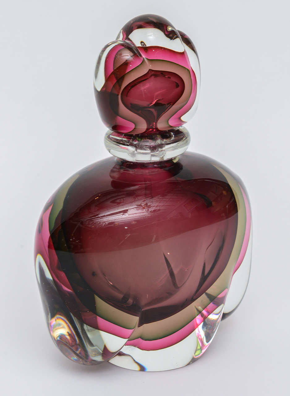 Italian Large Sommerso Murano Glass Perfume Bottle