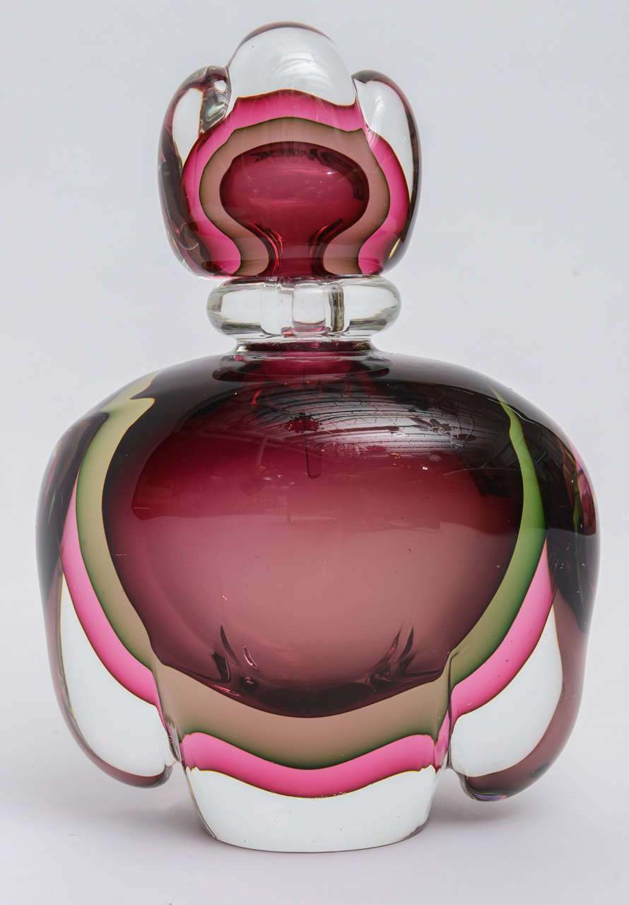 Large Sommerso Murano Glass Perfume Bottle 5