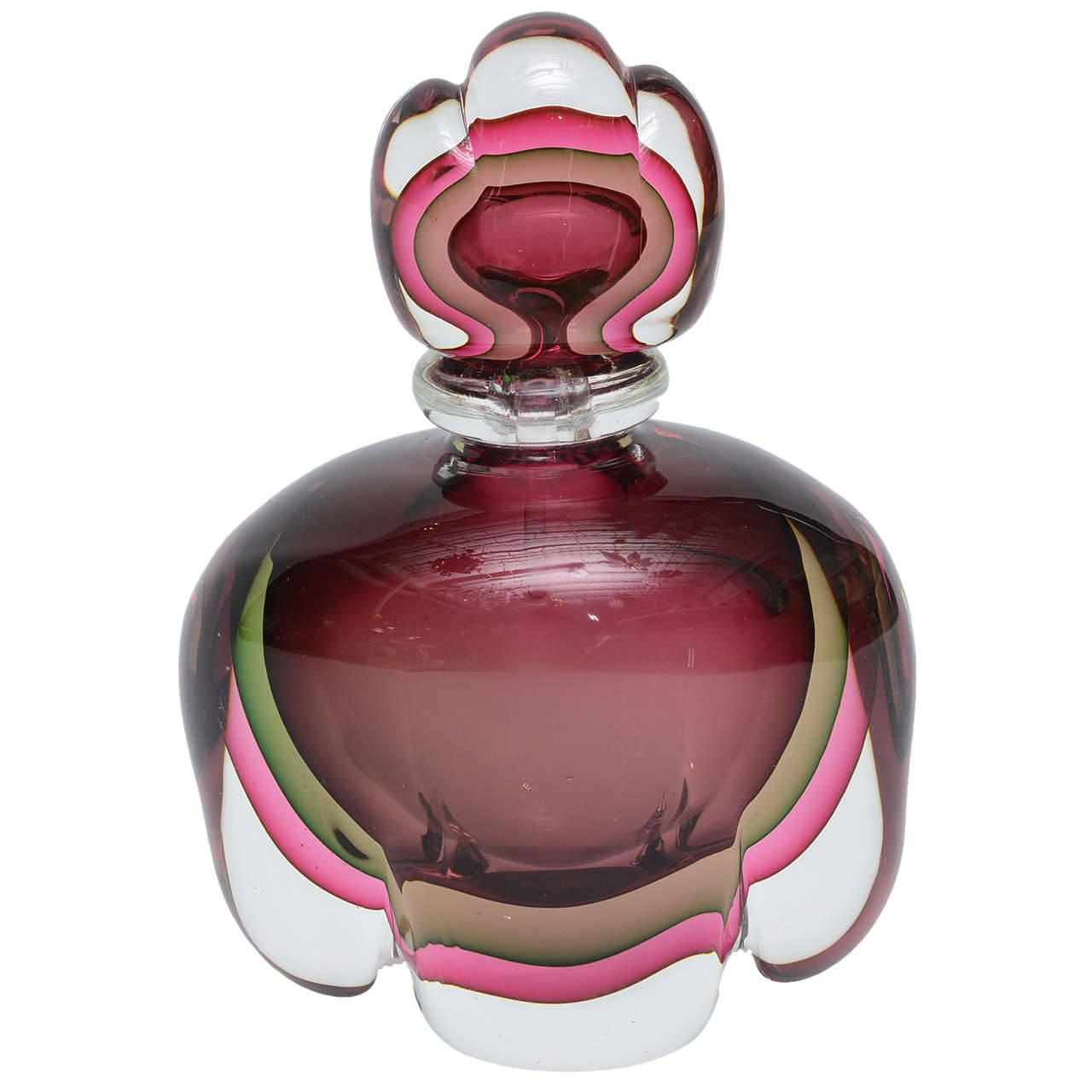 Large Sommerso Murano Glass Perfume Bottle