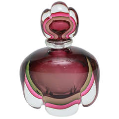 Large Sommerso Murano Glass Perfume Bottle