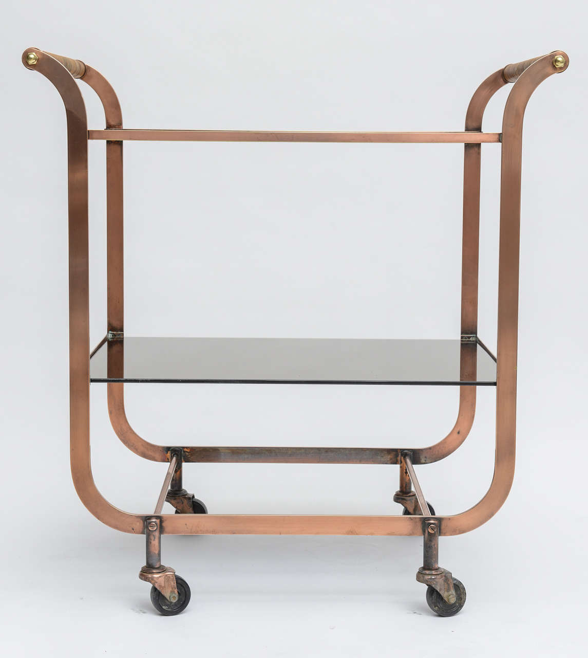 Deco Copper Bar Cart with Rattan Handles at 1stDibs bar cart handles