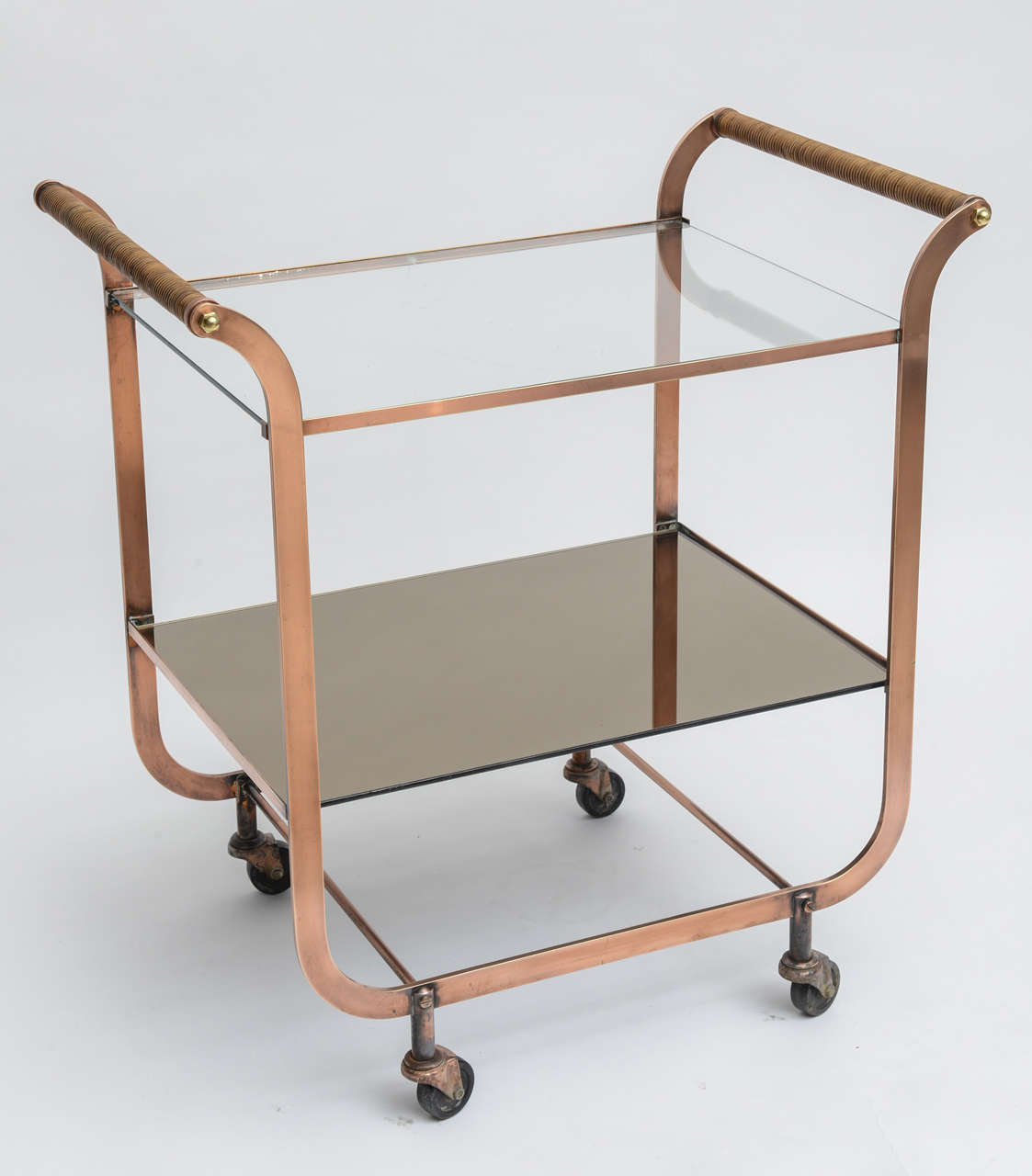 Deco Copper Bar Cart with Rattan Handles at 1stDibs bar cart handles