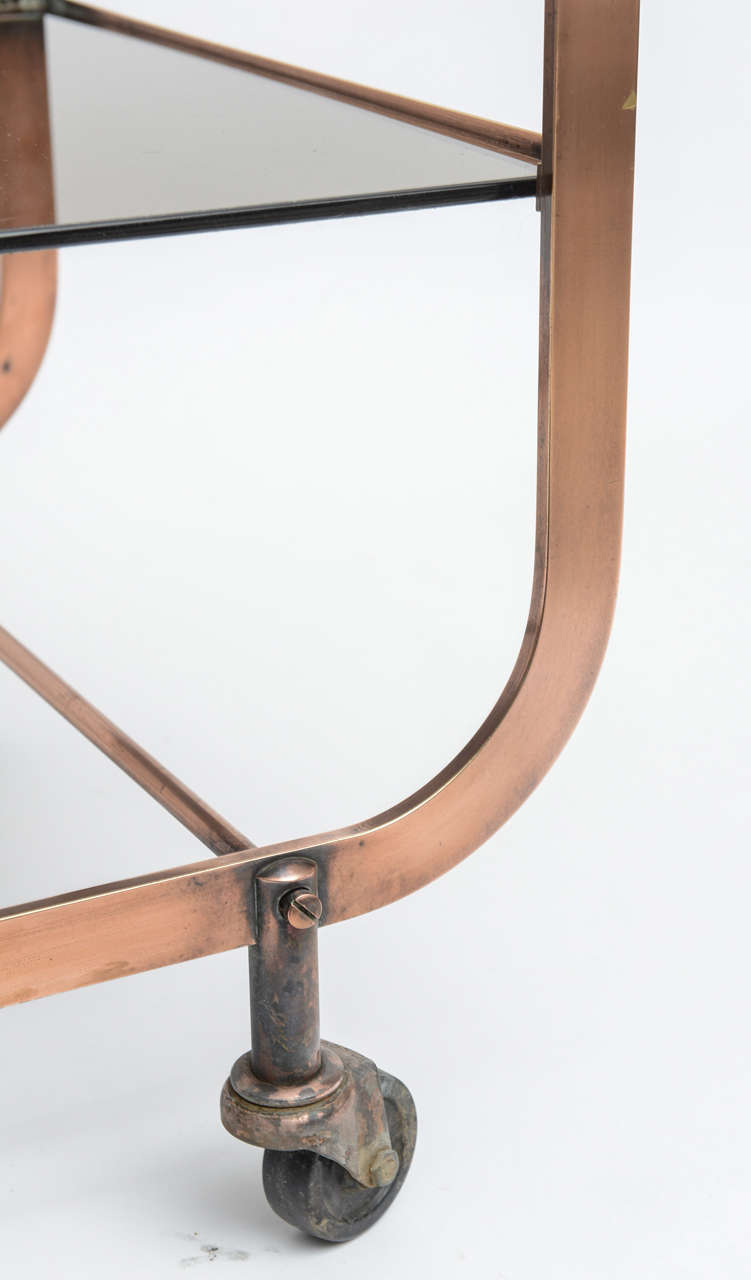 Deco Copper Bar Cart with Rattan Handles at 1stDibs bar cart handles