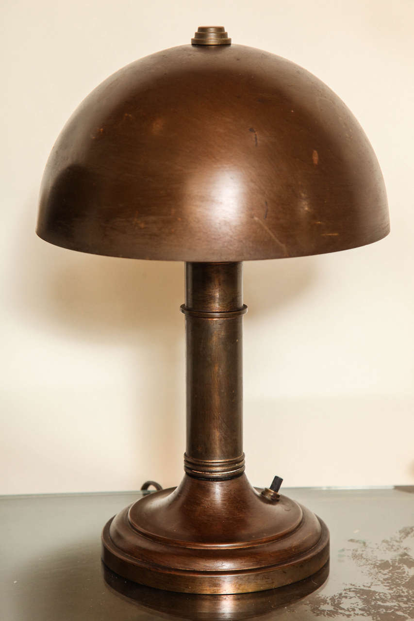 Pair of American Art Deco Patinated Metal Table Lamps 1