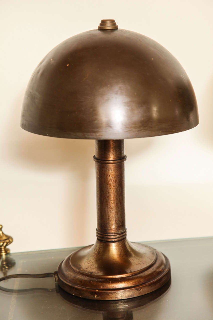 Pair of American Art Deco Patinated Metal Table Lamps 5