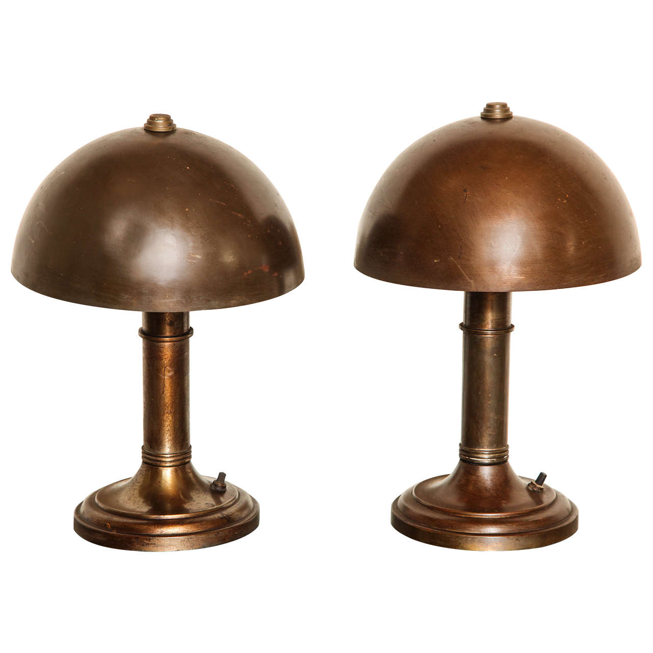 Pair of American Art Deco Patinated Metal Table Lamps