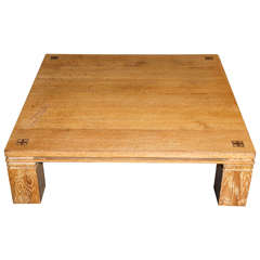 Arts and Crafts Style Cerused Oak Square Low Table