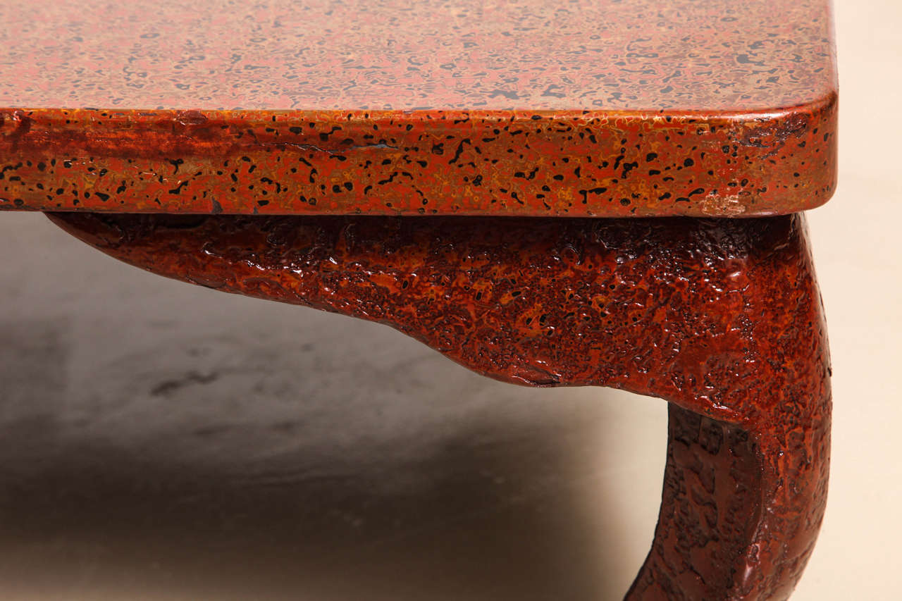 Stunning Japanese Wakasa Persimmon Lacquer Square Low Table 2