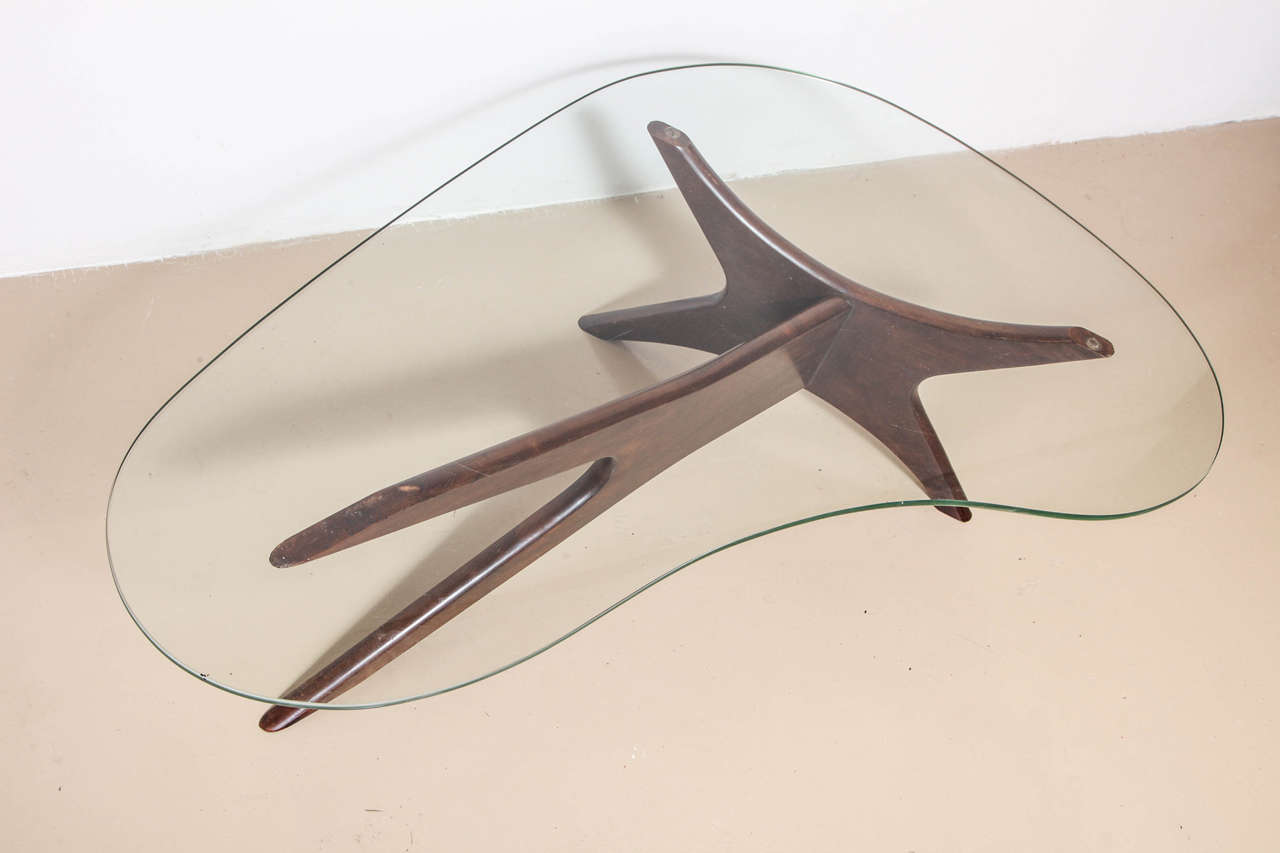 mid century glass coffee table